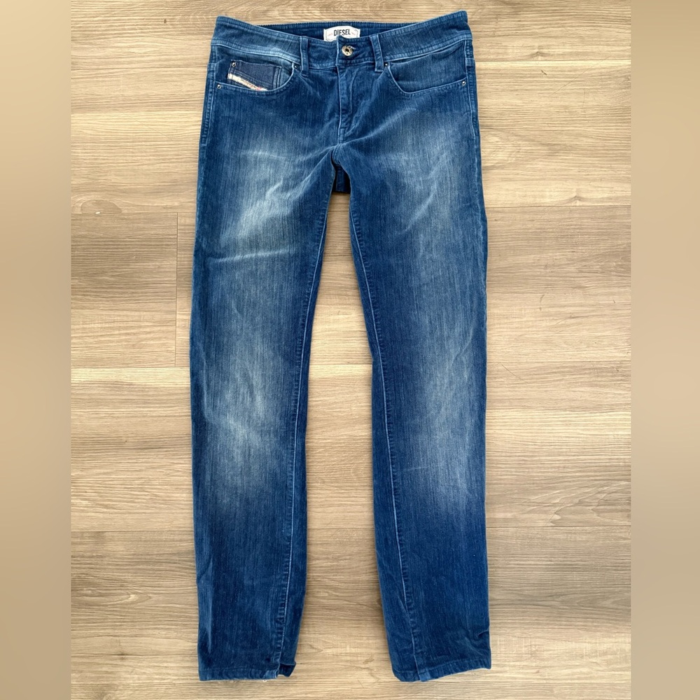 Diesel Woment Blue Velvet Straight Leg Pant